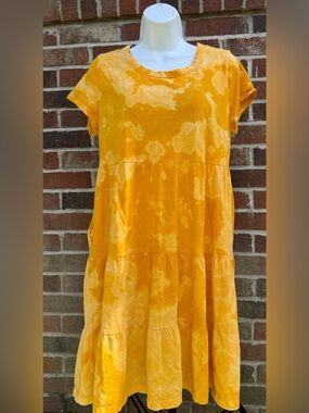NWOT Mustard Yellow customized Tie-Dye Top